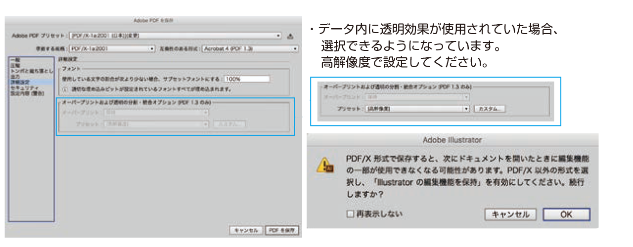 PDF/X-1aで保存する場合⑤